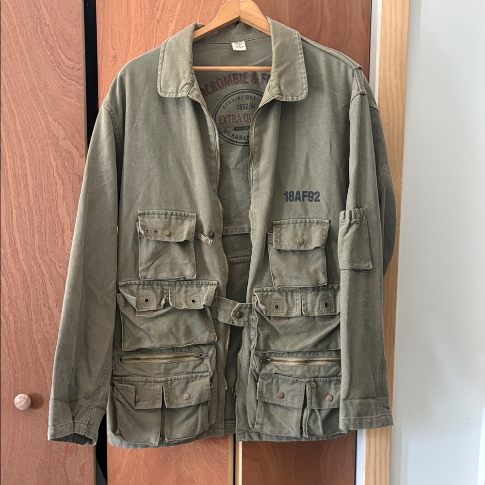 Abercrombie & Fitch Military-Style Olive Green Utility Jacket
